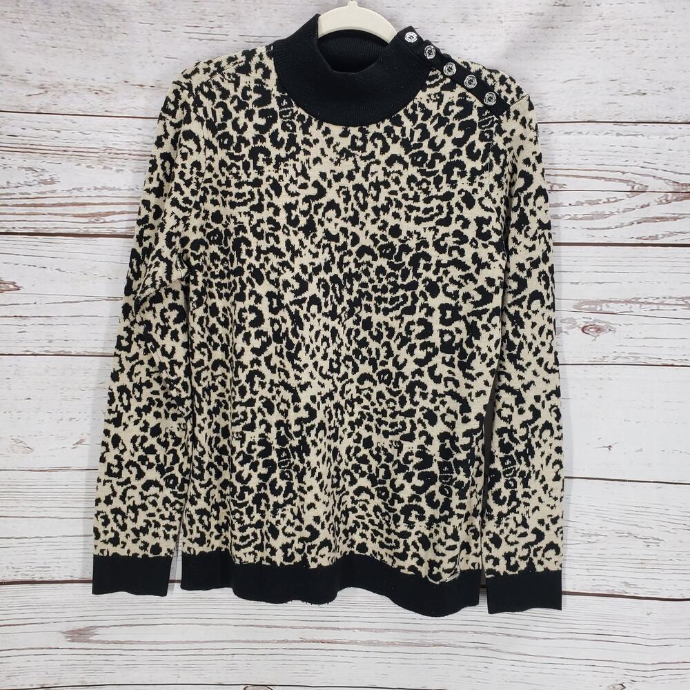 Calvin Klein Women's Animal Print Mock Neck Sweater Size Medium